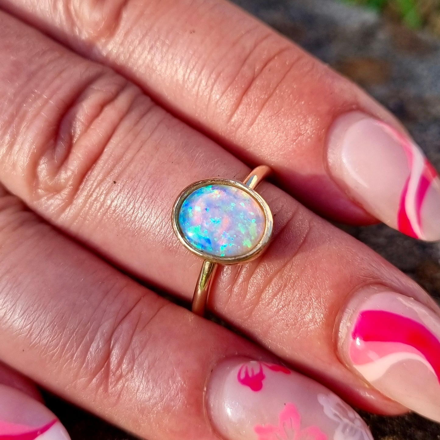 Starburst - Sparkling opal ring in silver or gold