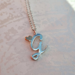Item 263 - Love letter necklace - silver G with rose gold heart