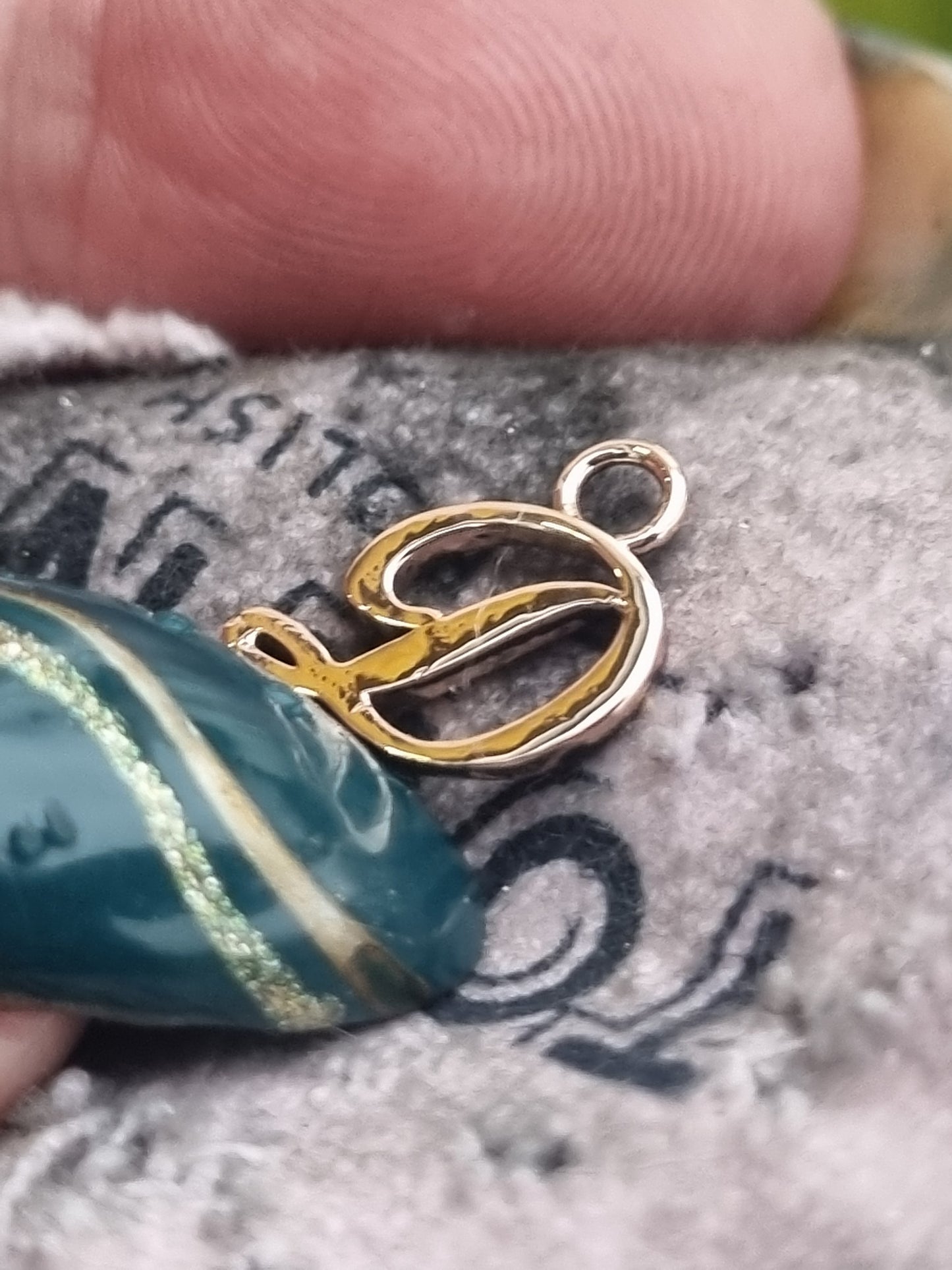 Tiny script initial - gold or silver pendant