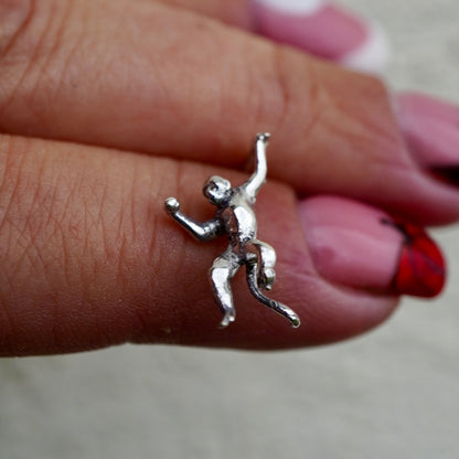 Silver monkey earrings