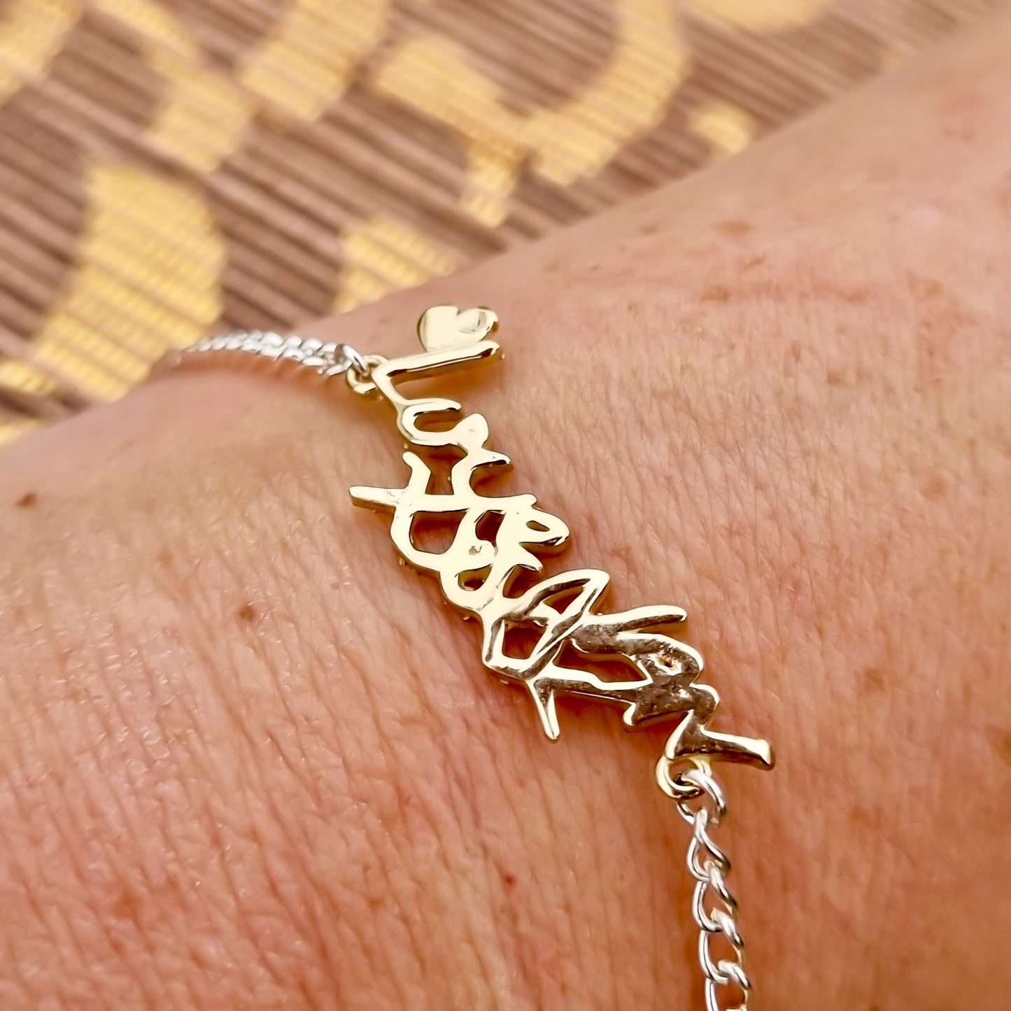 Solid silver or gold handwriting bracelet