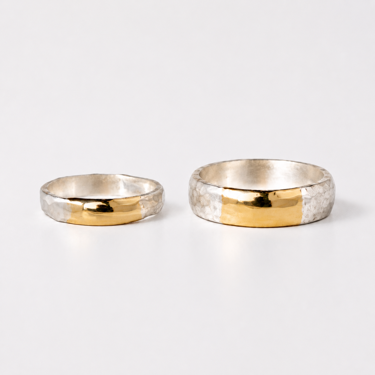 Strength ring - silver hammered ring with solid gold
