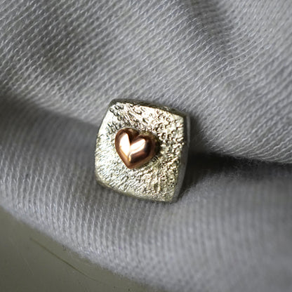 Square earrings with hearts
