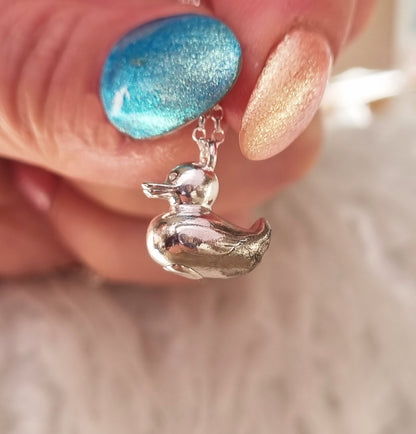 Rubber duck necklace - Solid silver or gold duck