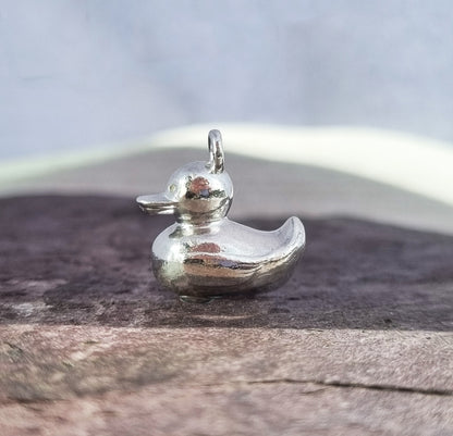 Rubber duck necklace - Solid silver or gold duck