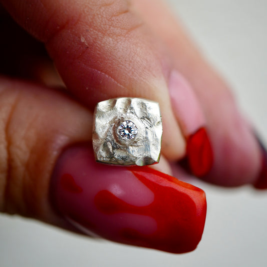 Silver statement earrings with diamonds