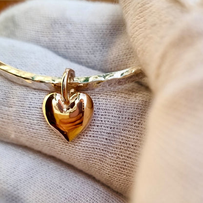 Silver sweetheart bangle with heart or star charm