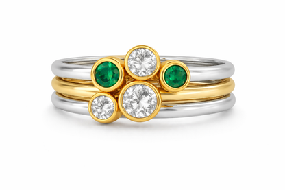 Special listing - Gold/silver ring with emeralds and diamonds