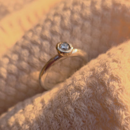 Golden Spark - Chunky diamond ring in silver and gold