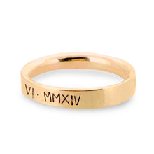 Load image into Gallery viewer, Personalised ladies&#39; ring with Roman numerals. 9ct solid gold