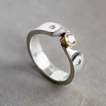Load image into Gallery viewer, A touch of frost - Diamond ring with gold bezel setting