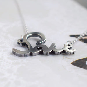 Solid silver or gold handwriting necklace