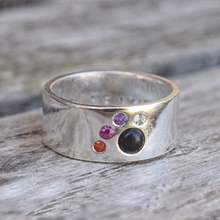 Load image into Gallery viewer, Sterling silver cats paw ring with gemstones
