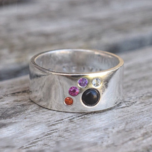 Sterling silver cats paw ring with gemstones