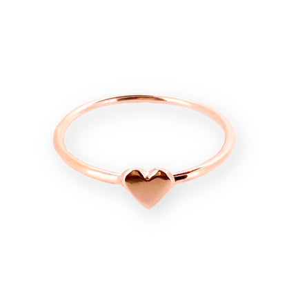 Dainty solid gold sweetheart rings with cute gold hearts