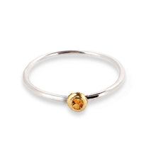 Load image into Gallery viewer, Birthstone ring - silver band with gemstone set in solid gold nugget