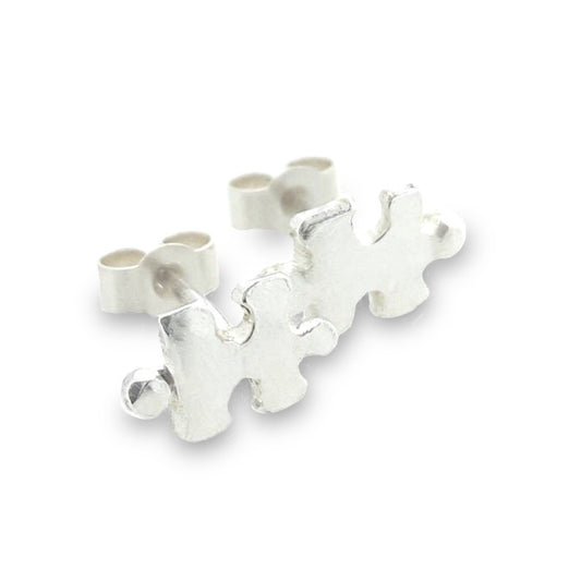A piece of me - Solid silver or gold jigsaw piece earrings