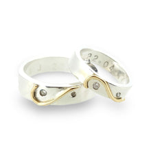 Load image into Gallery viewer, &#39;Together We Are One&#39; Wedding Set. Unique half-heart wedding rings.
