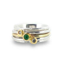 Load image into Gallery viewer, Green with envy - Spinning ring with emerald and diamonds