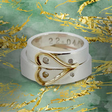 Load image into Gallery viewer, &#39;Together We Are One&#39; Wedding Set. Unique half-heart wedding rings.