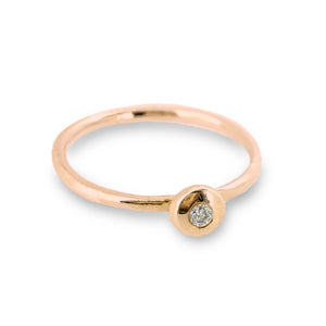 Gold stacking ring with a diamond. Solid 9ct rose gold, white gold or yellow gold