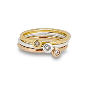 Gold stacking ring with a diamond. Solid 9ct rose gold, white gold or yellow gold