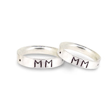 Load image into Gallery viewer, Personalised Roman numerals wedding rings. 9ct solid gold