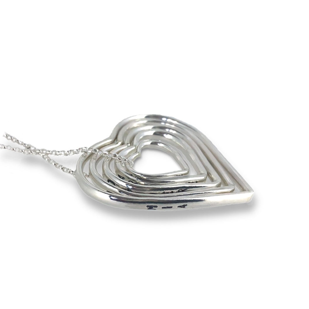 Family of hearts necklace. Five personalised hearts.