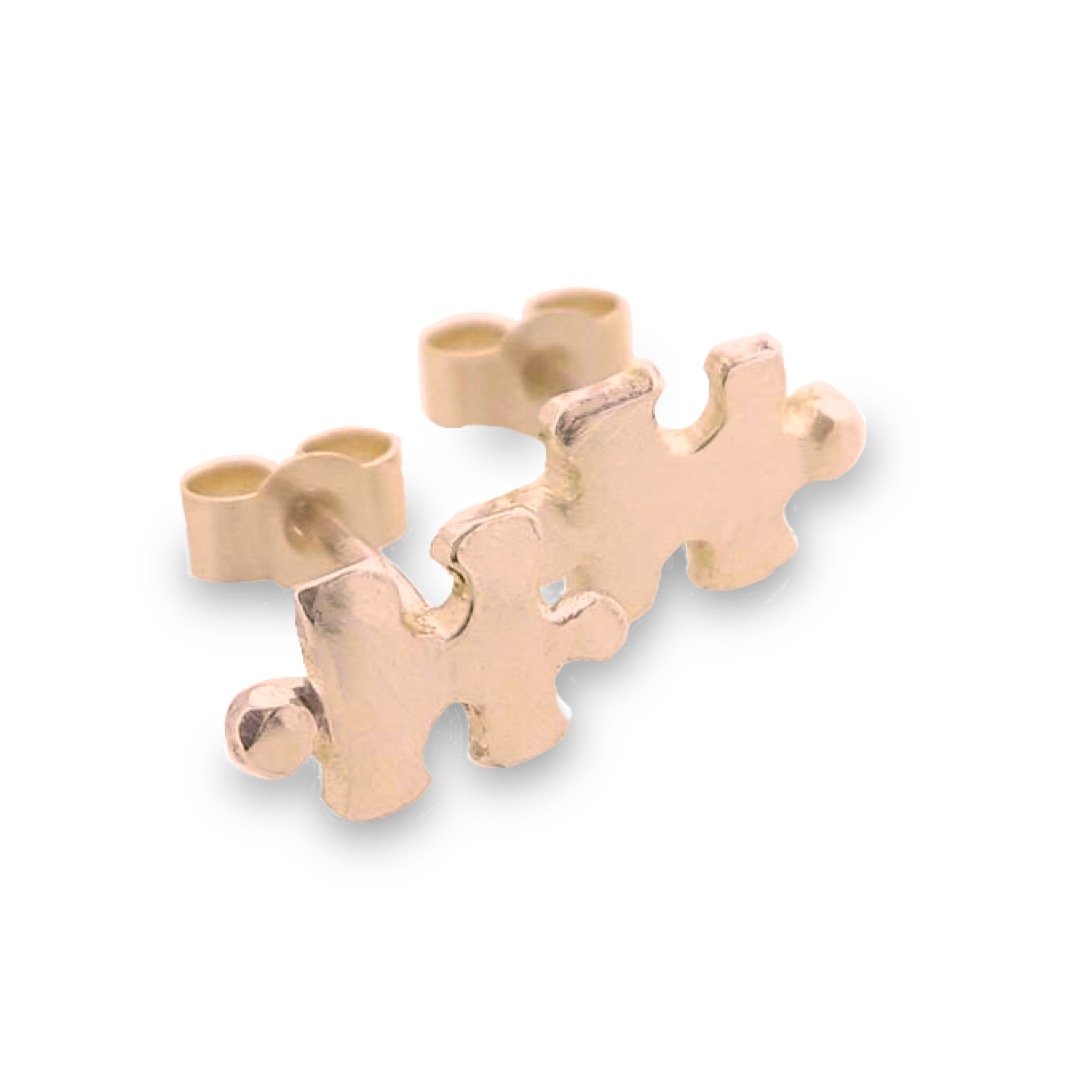 A piece of me - Solid silver or gold jigsaw piece earrings