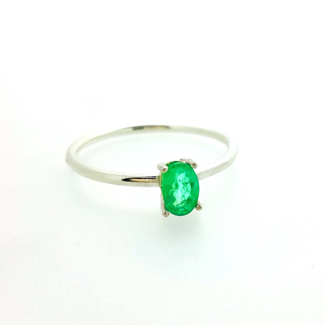 'Hepburn' - A classic emerald ring in solid white gold