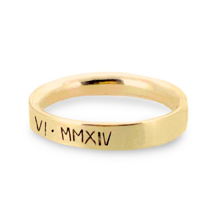 Personalised ladies' ring with Roman numerals. 9ct solid gold