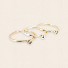 Load image into Gallery viewer, Gold stacking ring with a diamond. Solid 9ct rose gold, white gold or yellow gold