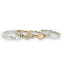 Load image into Gallery viewer, &#39;Eternal Love&#39; stacking set. Gold, silver and diamond rings