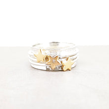 Load image into Gallery viewer, &#39;It&#39;s in the stars&#39; - spinning ring with diamonds set in three gold stars