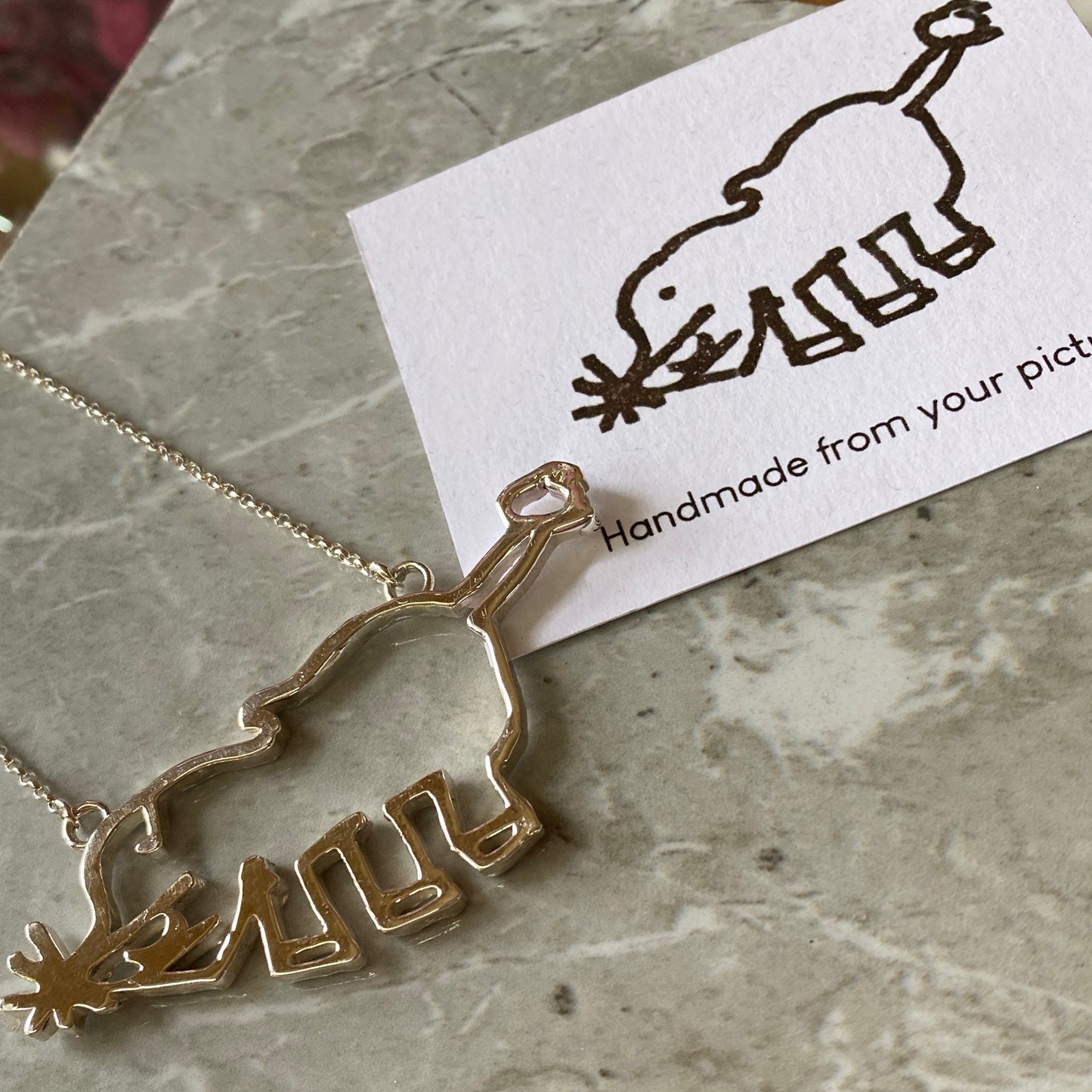 Solid silver doodle or child's drawing necklace