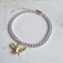 Load image into Gallery viewer, Solid silver bracelet - &#39;Bee mine&#39; charm