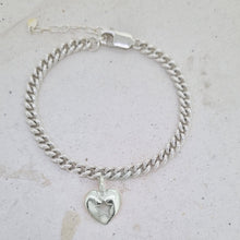 Load image into Gallery viewer, Custom order solid silver bracelet with 2 x hearts