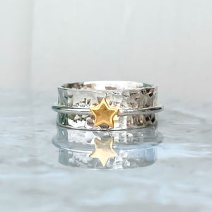 'My star' - spinning ring with star in solid gold or silver