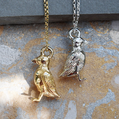 Mr Macareux - Solid silver or gold Puffin necklace