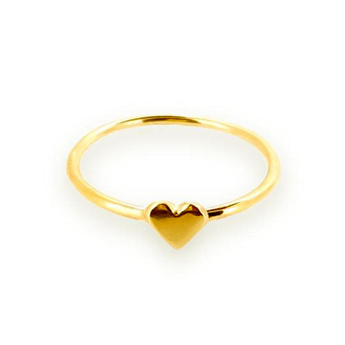 Dainty solid gold sweetheart rings with cute gold hearts