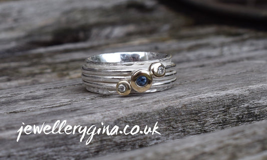 Birthstone spinning ring - small gemstones