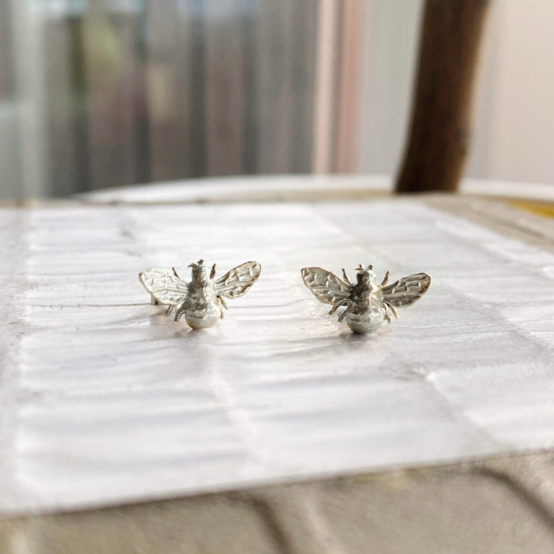 Bee Mine - Solid silver or gold bumble bee earrings