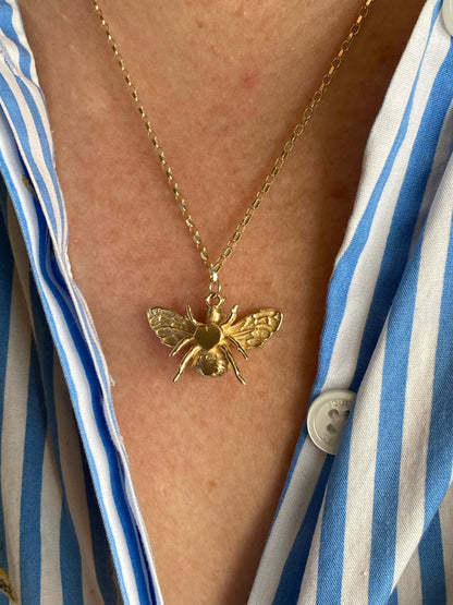 Bee Mine - Solid silver or gold bumblebee necklace