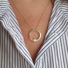 Load image into Gallery viewer, Solid gold ‘One love’ necklace with gold heart and diamond