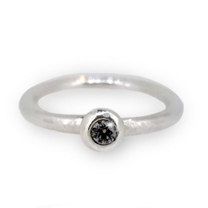 Chunky sterling silver ring with huge diamond