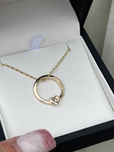 Load image into Gallery viewer, Solid gold ‘One love’ necklace with gold heart and diamond