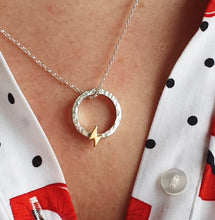 Load image into Gallery viewer, “One Power” necklace with solid gold lightning bolt