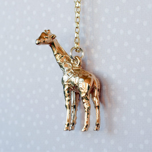 Solid silver or gold giraffe necklace