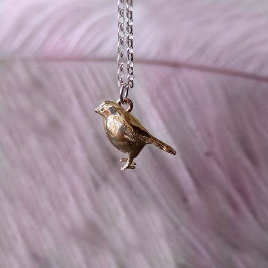 'Robin' the robin - Solid silver or gold bird necklace