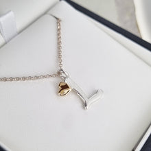 Load image into Gallery viewer, Love letters - Silver initial necklace with gold heart